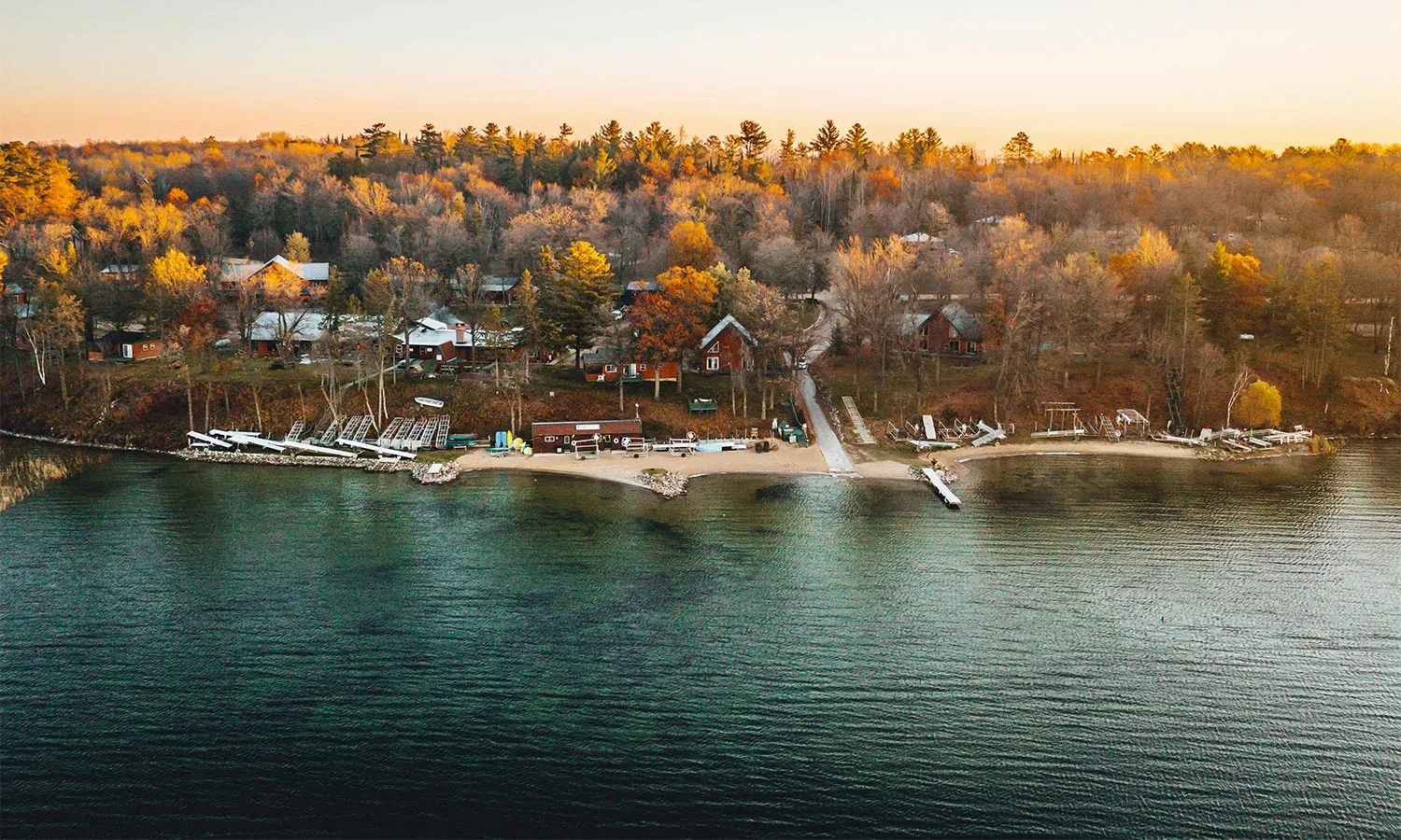 an aerial autumn view of Kohl's resort