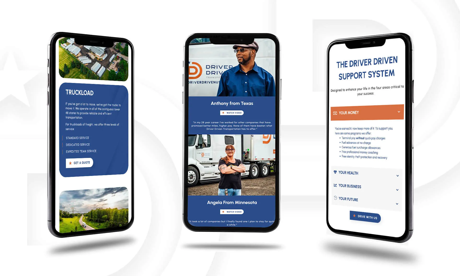 Trucking and logistics mobile optimized site
