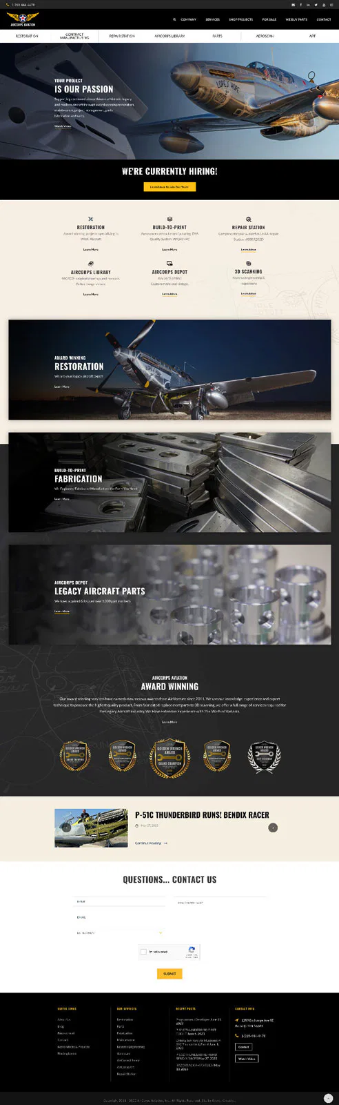 aircorps aviation website development